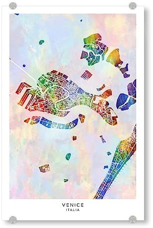 artboxONE Acrylglasbild 45x30 cm Städte Venedig Italien Stadtplan Farbe - Bild venedig Italien Karte