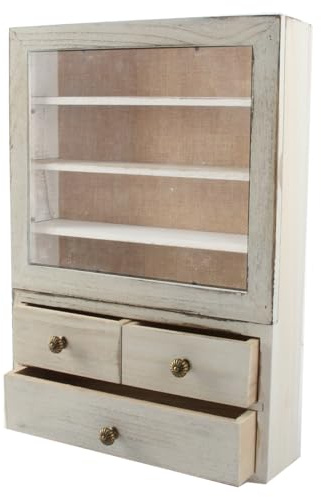 LITAITAI 11X16 Shadow Box Frame with 3 Drawer 3 Removable Shelfs–Wooden Acrylic Display Cases, for Wall Mount and Tabletop Display Picture Flower Keepsake (White)