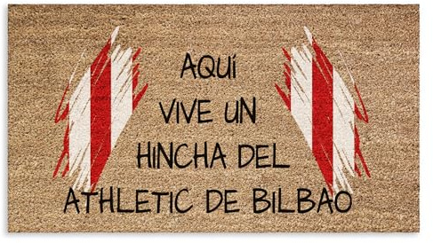 SAQUITOMAGICO Felpudo Athletic Club de Bilbao | Felpudo Original y Divertido para Aficionados al Fútbol | Alfombra de Entrada Antideslizante para Casa | Decoración de Hogar para Hinchas Rojiblancos