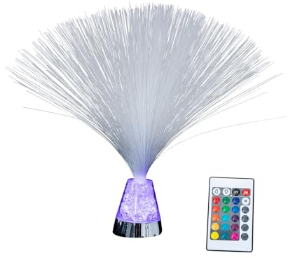 Angoily LED Glasfaserlampe mit Fernbedienung Nachtlicht aus Kunststoff Dekorative Tischleuchte für Wohnraum und Couchtisch
