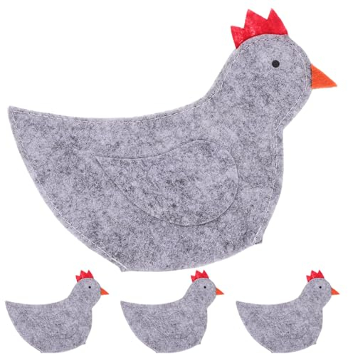 TOVINANNA Eierwärmer Stoff 4 Stück Kükenform Eierhülle Grau Ostern Eierbeutel Eierabdeckung Schutz für Eier Osterdeko Kinder Erwachsene