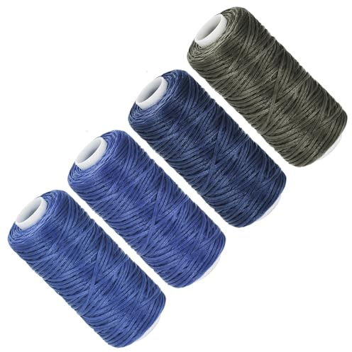 CoCud Leder-Nähgarn, 55 Yards 0,8 mm (150D/16), Polyester-Garn Flach gewachstes Leder Wachsschnur 4 Farben - (Anwendungen: Schmuckherstellung)