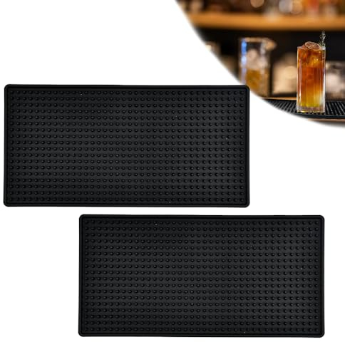 Favengo 2 Pcs Rubber Bar Mat 30*15cm Non-Slip Bar Service Spill Mat Restaurant Kitchen Counter Bars Pad Antiskid Drying Dish Mats Bars Table Mat Bar Drip Mats Trim Bar Rail Runners for Bar Restaurant