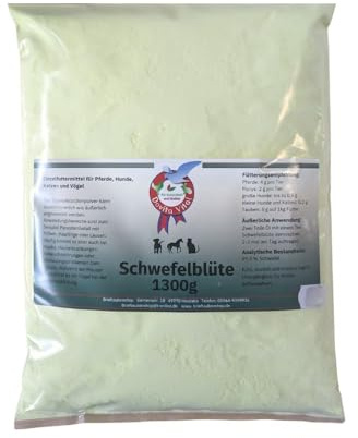 Dovita Vital Schwefelblüte 1300 g – Schwefelpulver für Pferde und Tiere | 99,9 % reiner Schwefel – wiederverschließbarer 1300-g-Beutel