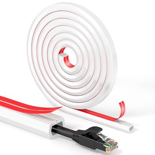 EIN-Kabelkanal Flexibel Abdeckung Wand,Weiß Selbstklebend, Kabelkanal TV Wand Kabel Manage System, 2 x 15mm (W) x 10mm (H) x 2meter (L) (4-Meter), Weiß