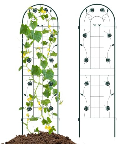 GOPLUS 2/4-teiliges Rankgitter aus Metall, Rankhilfe 180/220cm hoch, Sichtschutz Garten, Rosenspalier, Ranknetz, Rankgitter Balkon, Rankhilfe für Kletterpflanzen, Grün (180 x 50 cm,Grün-2 Stücke)