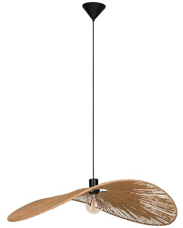 EGLO Hängelampe Siruela, Pendelleuchte über Esstisch, FSC Zertifiziert | Esszimmerlampe aus Papier in Natur und Metall in Schwarz, Hängeleuchte mit E27 Fassung, 60x80 cm