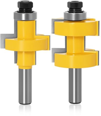 Jeu de 2 mèches de routeur à languette et rainure, tige de 8 mm, 12 mm, 12,7 mm, languette et rainure assorties à 90 degrés, fraise à bois, outil de coupe du bois(Size:8mm shank)