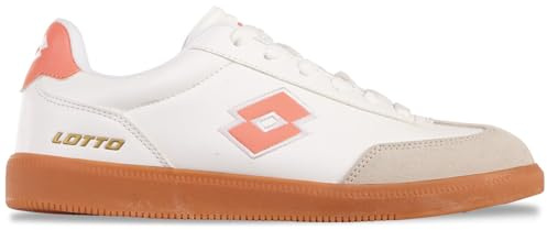 Lotto Unisex VINTAL MF Sneaker, White/Papaya, 38 EU