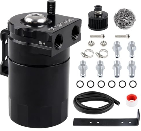 DOCAS 300ml Decanter Vapori Olio per Auto,Serbatoio di Raccolta Dell'olio, Alluminio Serbatoio del Carburante può Serbatoio di Stoccaggio Dell'olio con Filtro Dell'aria (nero)