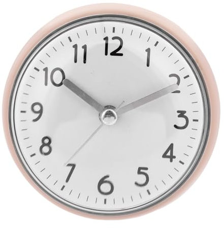 Yardenfun Reloj De Pared Pequeño con Ventosa Resistente Al Agua para Baño y Ducha, Diseño Antiempañante Color Blanco y Gris, Adecuado para Cocina, Lavandería y SPA, Sin Batería Incluida