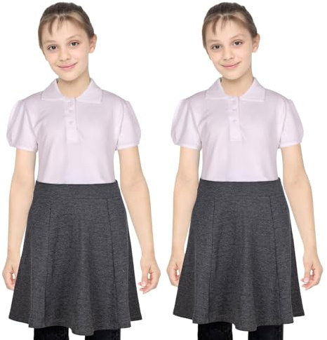 A2Z 4 Kids Pack of 2 Girls Plain School Uniform Skater Skirts Knee Length - UF Skirt 2 Pack Grey 11-12