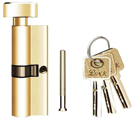 GBSONGLIANGBO Knaufzylinder,Schließzylinder 2 stücke Daumen Drehen Zylinder Barrel Türschlösser Pick Anti Messing Thumbturn Legierung Haushalt Zimmer Türschloss Kern Typ Schloss(Gold 70x29mm)