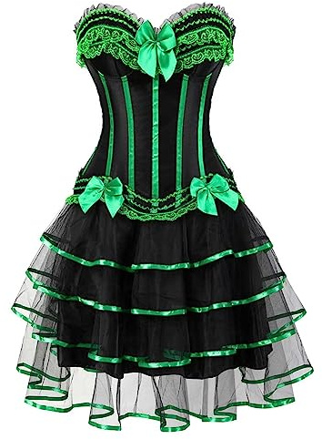 Donna Corsetto Bustino Corpetto Con Gonna Abito Corsetto da Donna Taglie Forti Steampunk Vittoriani Per Donne Stile Palazzo Abito Bowknots in Pizzo Burlesque Dress Abito da Festa Abito da Ballo