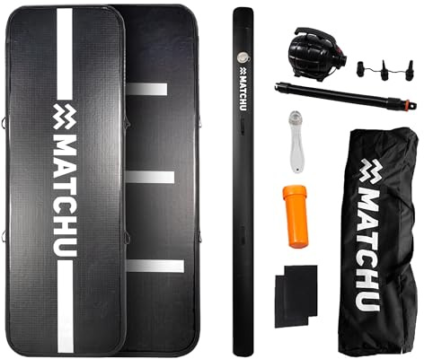 MATCHU - AirTrack - Turnmatte - Gymnastikmatte - Aufblasbar - 3x1 M - Inklusive Elektropumpe, Aufbewahrungstasche und Reparaturset - 150 KG Belastbarkeit