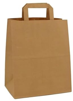 DPdantepellacani Shopper Carta Sacchetti di Carta con Manici Avana 26x40 cm 100 PZ Shopper Busta in Carta Kraft Marrone Borsa Ecologica per Negozi e Boutique
