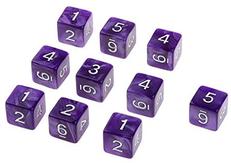 Luwecf Set di 10 Dadi a Sei Facce Vuoti da 16 Mm per attività Educative, Viola