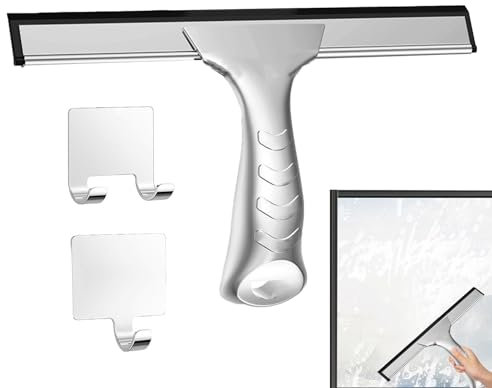 Rasqueta de puerta de ducha de vidrio - Raspador de ventana Rasqueta de baño, Rasqueta de ducha para puertas de vidrio | Rasqueta de uso completo con ganchos adhesivos, herramienta de limpieza de baño