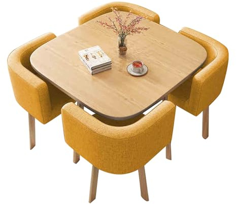 JHDXL Tavolo da Conferenza per 4 persone, Combinazione Tavolo e Sedia per Reception per ufficio, Tavolo da Balcone Moderno con Sedie per Sala Soggiorno(Yellow)