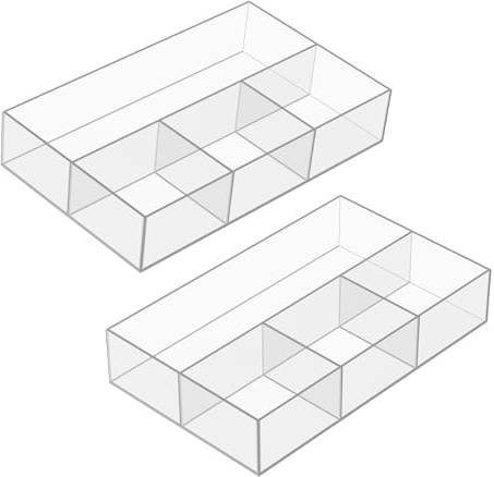 JessLab Organisateur Acrylique pour Tiroir, Boîtes de Rangement Transparentes, Organisateur de Maquillage Durable et Élégant pour Coiffeuse, Rouge à Lèvres, Pinceaux, Bijoux (2 Pack)