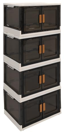 ABBAware 4er Set Aufbewahrungsbox mit Deckel, 43 Liter, jede Box stapelbar, faltbar mit Rollen zum mühelosen Transport. Praktische Öffnung zu 3 Seiten, Stapelbox aus PP-Kunststoff