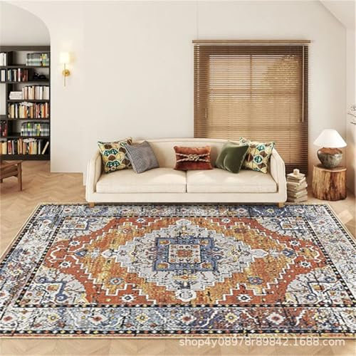 RUGMRZ Teppich Designer Design Esszimmerteppich orange Pflanzendruck Wohnzimmer Antifouling Teppichboden Auslegware 50X80CM