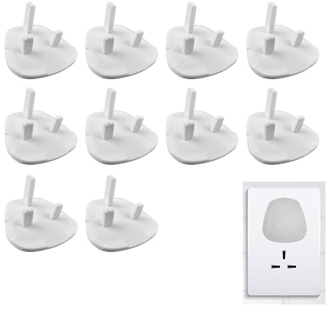 Lizzy 10 Pack Socket Safety Covers for UK 3 Pin Plug Sockets, White Child Proof Plug Socket Covers, Secure Fit Electrical Outlet Protectors, Easy Install Baby & Toddler Home Safety Caps