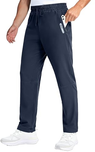 Lot de 1 ou 2 pantalons de randonnée légers et imperméables pour homme avec longueur d'entrejambe de 86 cm/81 cm, pantalon de trekking d'extérieur avec poches zippées, bleu marine, M