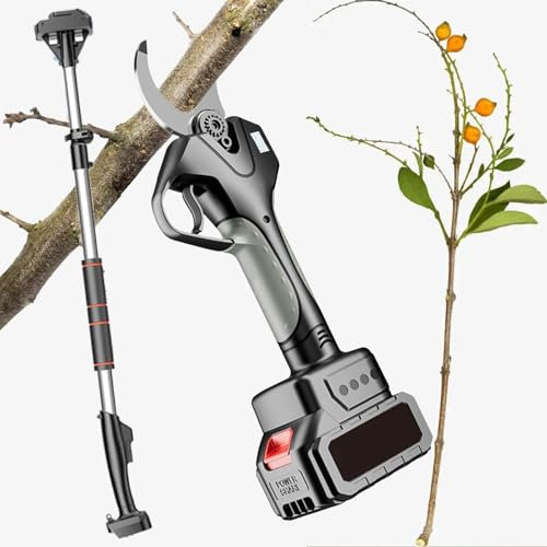 ZEEKYFOR Potatore Elettrico per Alberi, Cesoie Portatili Senza Fili con Asta Telescopica da 2.1m e Motore Brushless per Giardini/Frutteti,2 Battery