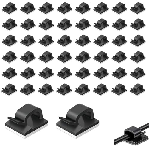 Kryzulax 50 Stück Kabelhalter Selbstklebend,Kabel-Clips,Kabel-Organizer,Kabel Haken Draht Halter für Kabelmanagement-ideal für Zuhause, Büro, Auto, Nachttisch, Schreibtischzubehör(Schwarz)