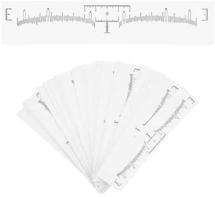 Tabanzhe 100 PCS Disposable Eyebrow Stencils Ruler Stickers, Adhesive Brow Measuring Tool for Microblading, Eyebrow Mapping Template for Makeup Beginners
