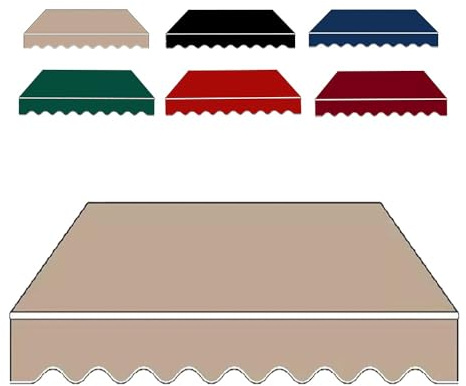 IMUNKT Telo per Tenda da Sole 200cm 250cm 300cm 400cm 500cm Tessuto di Ricambio per Tenda da Sole Tessuto in Poliestere per Tenda Impermeabile Multicolore(Khaki,16x10ft/500x300cm)
