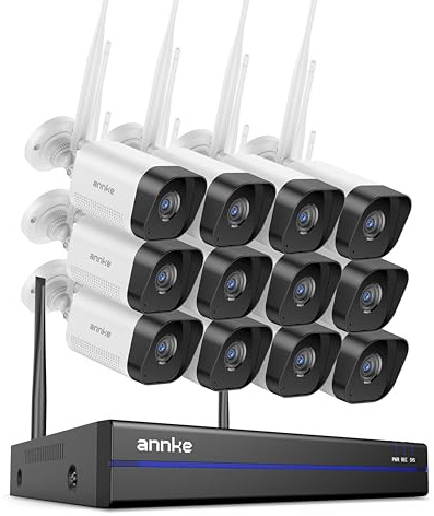 ANNKE 3MP Überwachungskamera Aussen Set, 12X 3MP IP Kamera und 16CH 4K NVR für 24/7 Aufnahme Innen Outdoor, Smarter Personenerkennung, 2-Wege-Audio, 30M IR Nachtsicht, IP66, NO HDD
