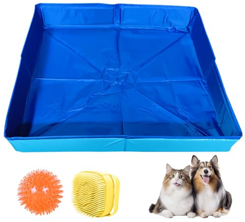 Hundepool Kleine Hunde Katzen Faltbar, Anti-Rutsch Katzenpool Hundebadewanne, Mini Hunde Katzen Pool Planschbecken Ohne Aufblasen, Hundeplanschbecken Hundepools, Pool Hund Hundebecken (D-50 * 10)