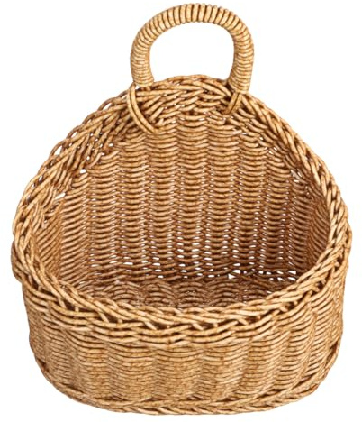 ULTECHNOVO Woven Storage Basket Hanging Wall Basket for Kitchen Storage Wicker for Onion Garlic and Potato Hanging for Pantry Organisation Home Decor 9.65 X 7.48 X 3.94 in