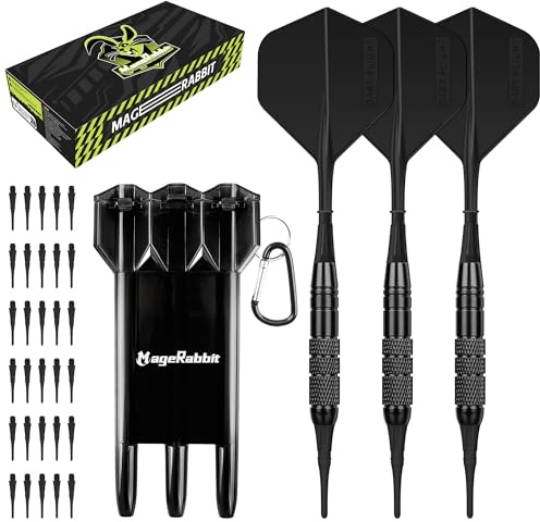 MageRabbit Dartpfeile mit Kunststoffspitze, 3 Stück Profi Soft Dartpfeile Set mit 30 zusätzlichen Kunststoff Dartspitzen, Dartpfeile für Elektronische Dartscheibe