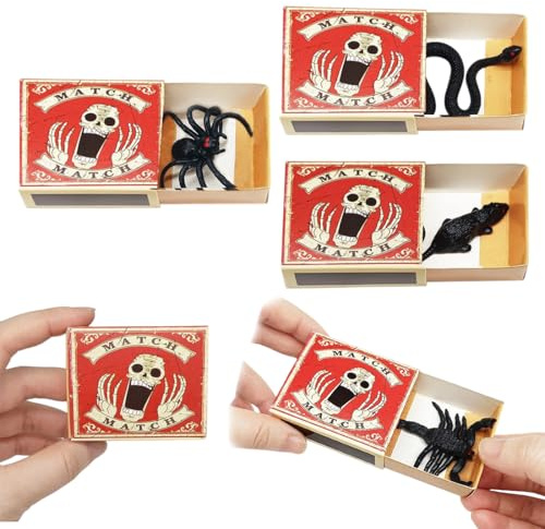 OUDQFCJ Juego de bromas de 4 piezas, caja de sustos con arañas, juguete de broma, ideal para Halloween y fiestas con amigos