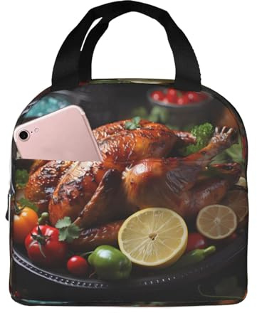 QWVBN Stuzzicante borsa per il pranzo al tacchino arrosto in alluminio ispessito con manico, trattiene il calore e la freschezza, ideale per pendolari e picnic.