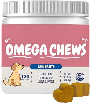 Supplément pour peau et chien | Supplément pour articulations, 120 pièces friandises à mâcher nutritionnelles pour hydrater la peau articulaire et la santé du