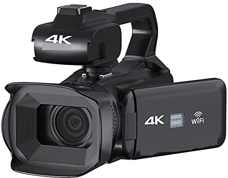 Appareil Photo Numérique, Caméscope Professionnel 18X Full 4K 60FPS for Webcam en Direct 64MP caméra vidéo numérique 4 enregistreur Vlog à écran Rotatif(32G SD Card,Standard)