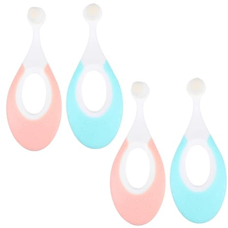 Hohopeti 4 piezas Cepillos de Dientes para Bebés Unidades con Cerdas Suaves y Mango Ergonómico Antideslizante Masajeador de Encías y Diseño Compacto para Cuidado Oral Infantil