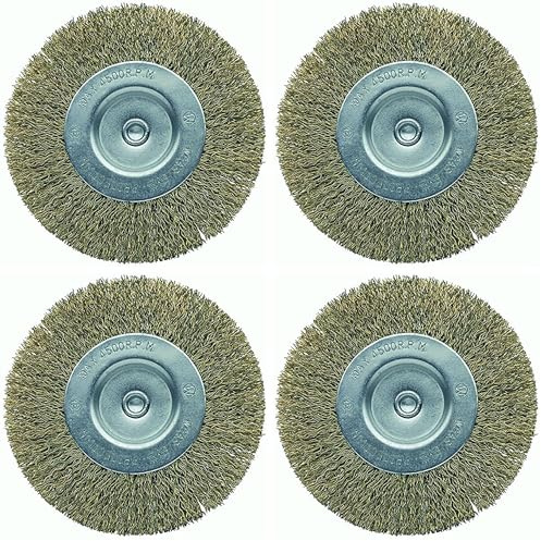 Bellota - Brosse de bricolage circulaire en acier laitonné. Fil de fer ondulé, 100 mm (Lot de 4)
