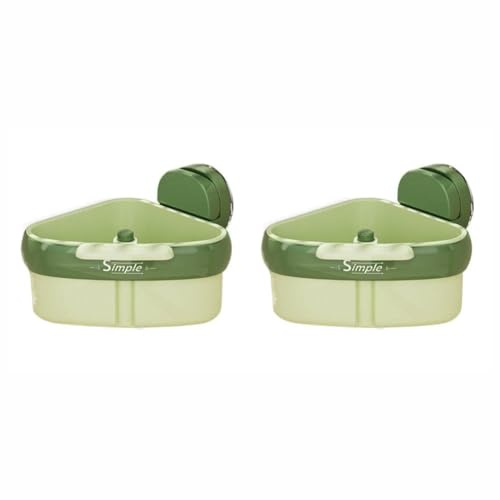 Gettimore Canasta de drenaje triangular con ventosa para fregadero de cocina, PVC para escurridor de agua, frutas, verduras y platos, color verde