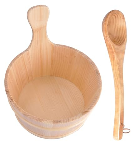 Ensemble seau et louche – Kit de sauna tonneau – Seau de douche de 4 L – | Fournitures de bain pour salle de bain à vapeur, salle de bain