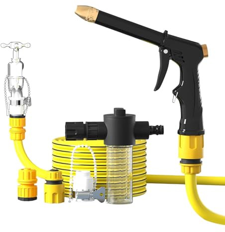 a Presión Portátil - Herramienta Manual Potente con Botella Pulverizadora y Manguera de Conexión,Para Usuarios Domésticos y Comerciales en Patios, Caminos,Para Calles, Aceras, Terrazas, Puertas, Banco