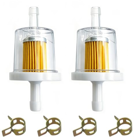 Pyralidsg 2 Pezzi Filtro Benzina, 8MM Generali Filtro Benzina Moto, Alta Qualità Filtri Carburante con 4 Pinze per Tubo, per Moto, Scooter, Tosaerba, Ciclomotore Elettrico e Auto