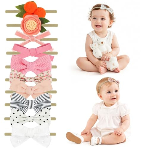 DiULi 10 stycken babyhårband baby pannband baby flicka nylon pannband nyfödda småbarn hårband och bågar barn hårtillbehör, B