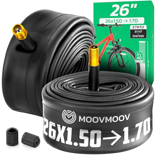 MoovMoov - Cámara de aire de 26 pulgadas, para neumáticos de 26 x 1.50, 26 x 1 1/2, 26 x 1.60, 26 x 1.625 y 26 x 1 5/8 con ETRTO de 37-559 a 42-590 – Lote de 2 – para bicicleta