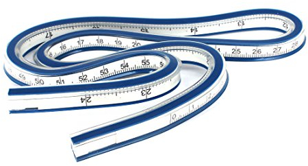 Aexit Holz-weich Dimensionale Messung Kunststoff 60 cm 61 cm flexibel Kurve Lineal Messschieber Blau Weiß