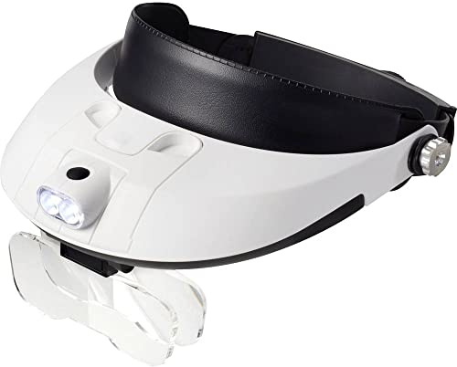 TOOLCRAFT TO-5137806 Huvudlupp med LED-belysning Förstoringsfaktor: 1.0 x, 1.5 x, 2.0 x, 2.5 x, 3.5 x Linsstorlek: (L x